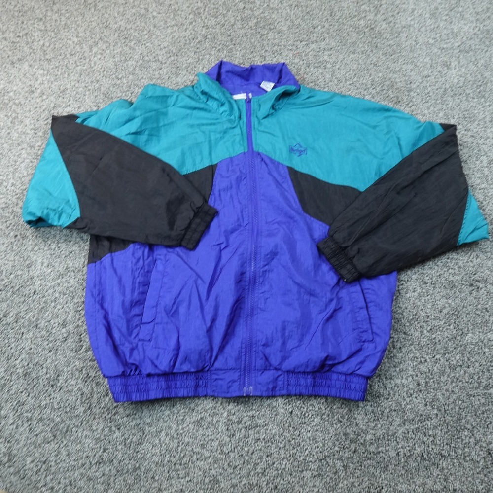 VTG MacGregor Jacket Mens L Blue Green Windbreaker Bomber Coat Colorblock 90s